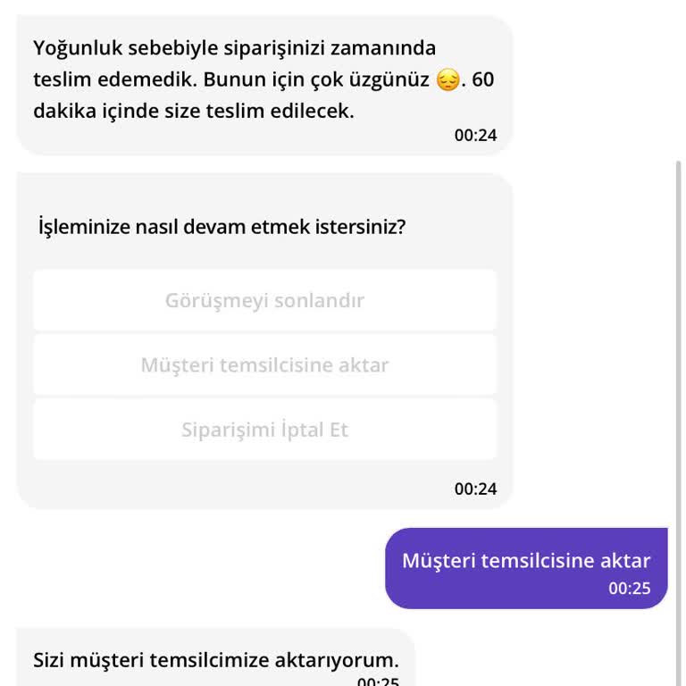 Getir Geç Gelen Sipariş