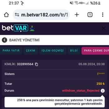 Betvar Bahis Betvar Yatırım Yaptıktan Sonra Oyunlar Açmıyor