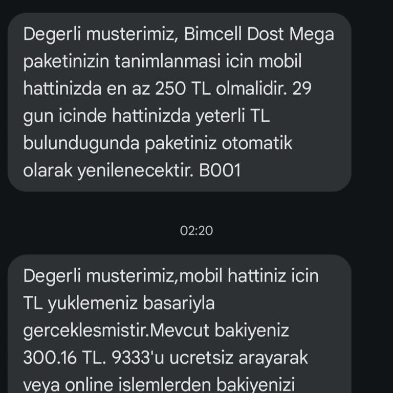 Bimcell Para Yüklememe Rağmen Paketimi Yenilemiyor.