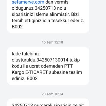 Sefamerve'den İademi Alamıyorum