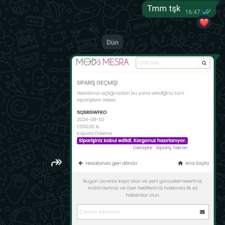 Moda Mesra Ürün Kargoya Verildi Diyerek Bekletiyor Firma