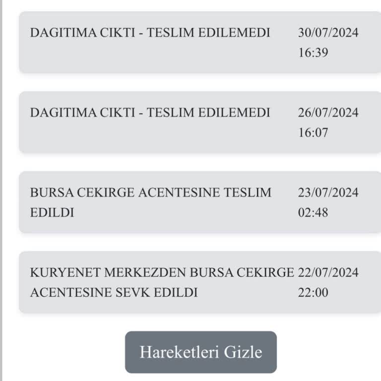 Kuryenet Ve Teslim Edilmeyen Kart