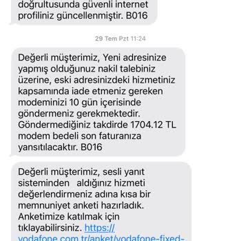 Vodafone Net Modem İadesinde Fatura Sorunu Ve Yanlış Ücretlendirme
