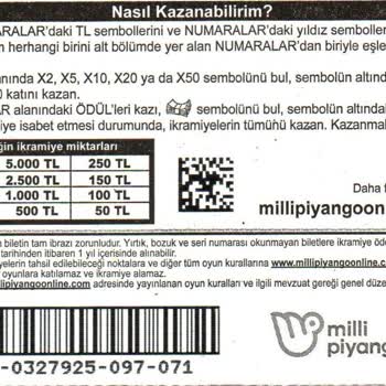 Milli Piyango Kazı Kazan 10 TL İkramiye