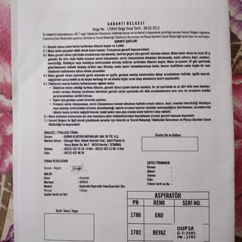 Arnica Aspiratör: Sürekli Arızalar Ve Yetersiz Servis Hizmeti