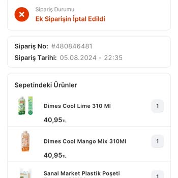 İptal Ettirilen Sipariş Migros