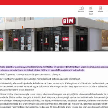 BİM Koşulsuz İade Garantisi Alanı!