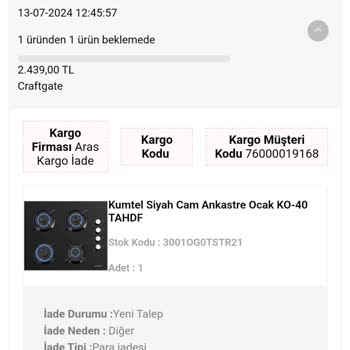 Kumtel Ankastre Ocak İadesinde Yaşanan Sorun