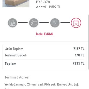 Vivense Kendi İptal Ettiği Ürünün Ücret İadesini Yapmıyor