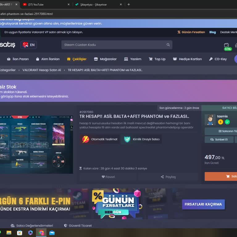 İtemSatış İtemsatıştan Aldığım Valorant Hesabı