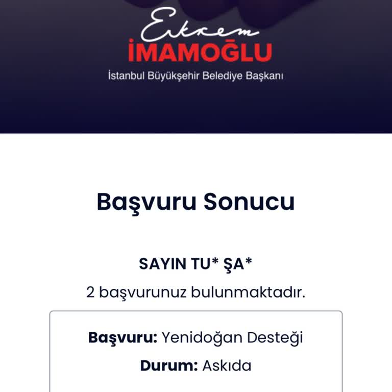 İBB - İstanbul Büyükşehir Belediyesi Yenidoğan Destek Paketi Askıda