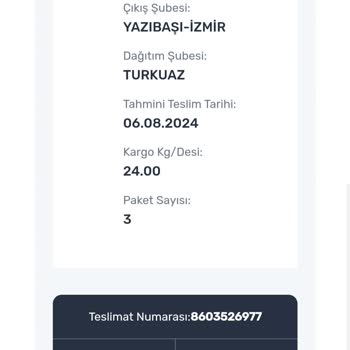 Bandırma Aras Kargo Turkuaz Ürün Dağıtıma Çıkmadan Evde Yok Dediler.