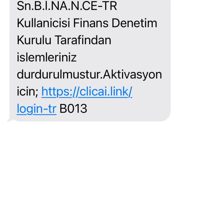 Binance TR Atatürk EAH Şeklinde İçerik Ve Göndericili Şüpheli SMS