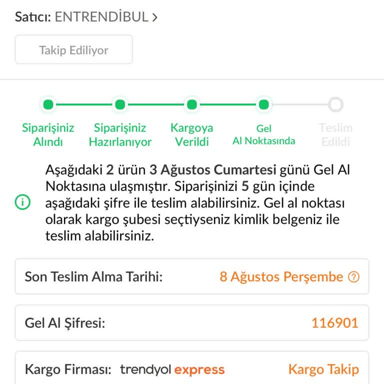 Trendyol Express Sistemde Gel Al Noktasında Gözüken Kargom Kayıp