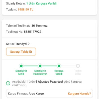 Trendyol 2 Haftadır Ulaşmayan Ürün