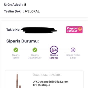 Welokal Kargo İle Sipariş Gelmiyor