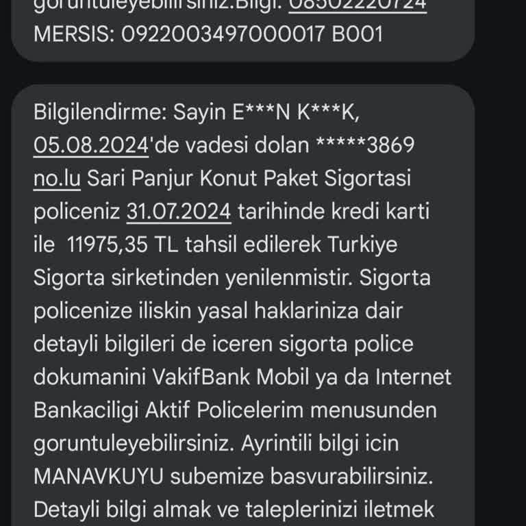 VakıfBank Sarı Panjur Sigortası İptali