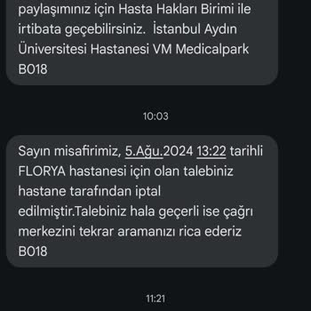 İstanbul Aydın Üniversitesi VM Medical Park Hastanesi Hastanede Kimseye Ulaşılamıyor