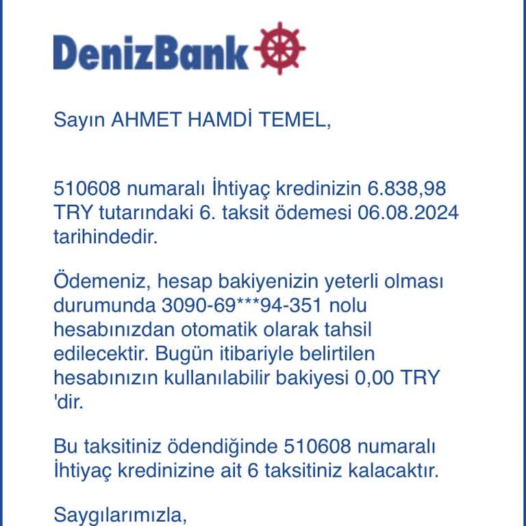 Denizbank Avukatlara Çalışmaktadır Müşterilerini Mağdur Etmektedir