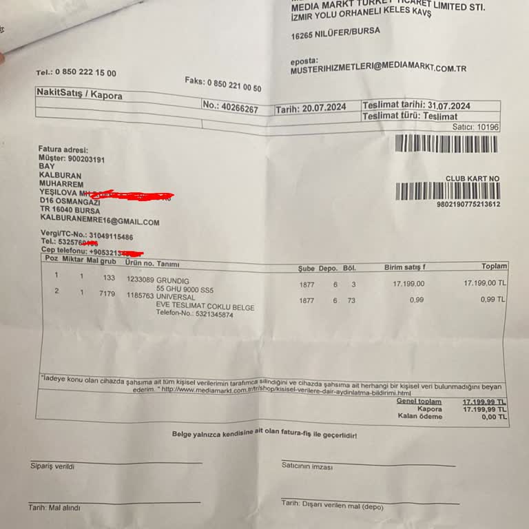 Media Markt'dan Satın Aldığım Ürünüm Teslim Edilmedi.