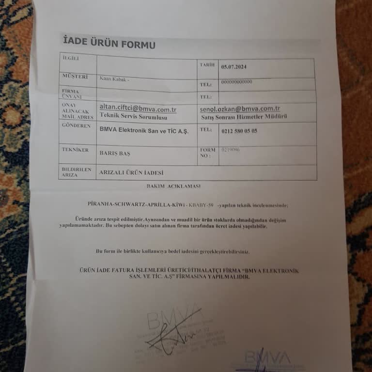 A101 İade Almıyor Servis Raporumuz Var