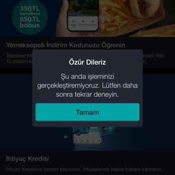 Garanti Bankası Yemek Sepeti Kampanyası Sorunu