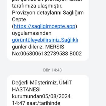 Anadolu Sigorta Tamamlayıcı Sağlık Sigortası Provizyon Onaylamıyor