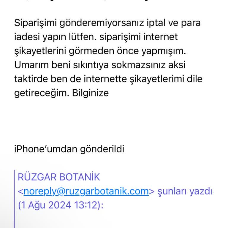 Rüzgar Botanik'ten Ürün Teslimatı Sorunu