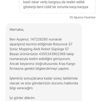 Aras Kargo Aras Sütçü İmam Şubesi Kargomu Teslim Etmedi Kaybetti