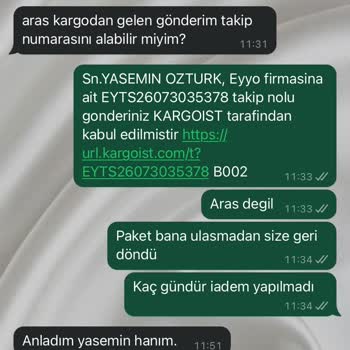 Eyyo Atelier İademi Kesinlikle Alamıyorum