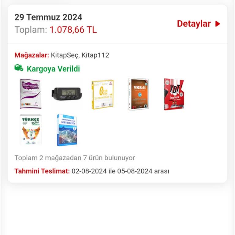 Kitap Seç Ürünün 24 Saatte Kargoda Demesi Ve 1-2 Hafta Sonra Elimize Ulaşması