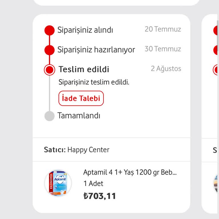 Vodafone Her Şey Yanımda Siparişimi Teslim Etmeyip, Teslim Edildi Diyor