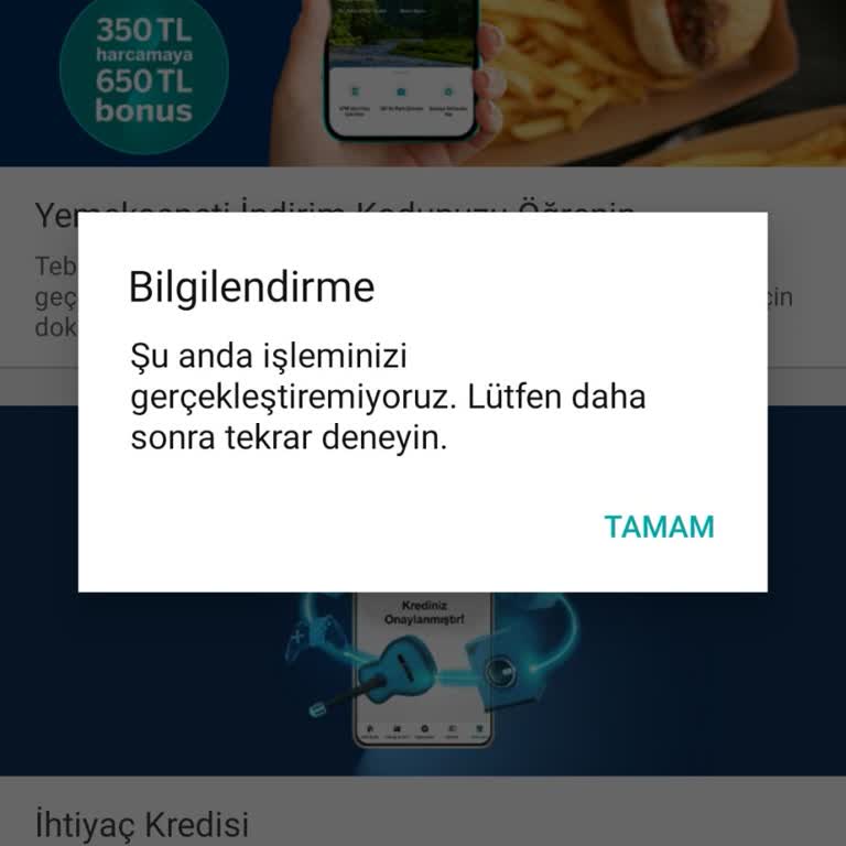 Garanti Bankası'nın Yemek Sepeti Kampanyasında Yaşanan Sorun