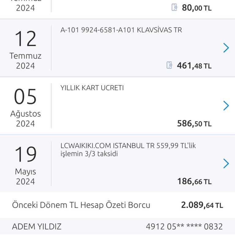 Yapı Kredi Yıllık Kart Aidat Ücreti