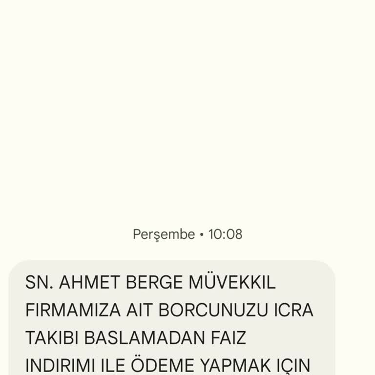 Metka Hukuk Tarafından Atılan İcra Mesajı