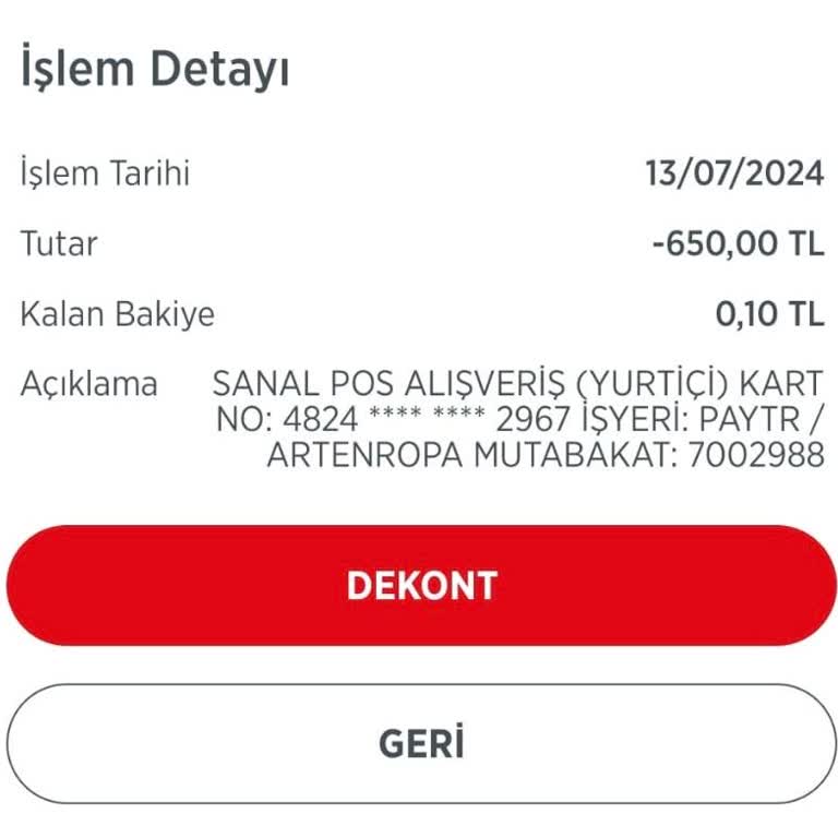 Artenropa Dan Aldığım Ürün Gelmedi