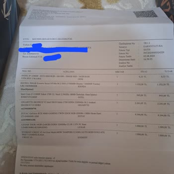 Vatan Bilgisayar Eksik Parça Gönderimi Ve Montaj Yapılmaması