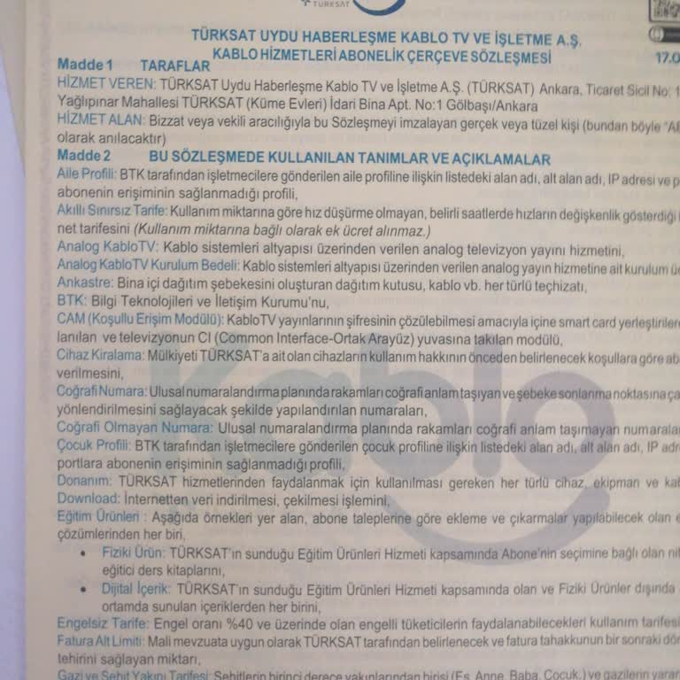 Kablo Net TÜRKSAT Kablo Kurulum