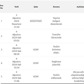 Yurtiçi Kargo Ankara/UZAY Şube Şikayet