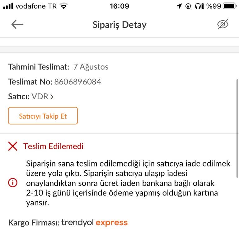 Trendyol Express Trendyol'un Ürünümü Ulaştırmaması, İade Oluşturması Ve Personel Tavrı