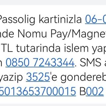 Passolig Nomu PAY/MAGNET Bilg. Adı Altında Çekilen Ödeme!