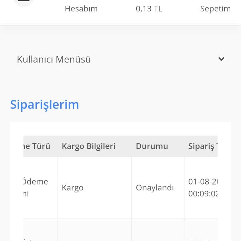 Beşir Derneği Kargoya Verilmeyen Ürünler