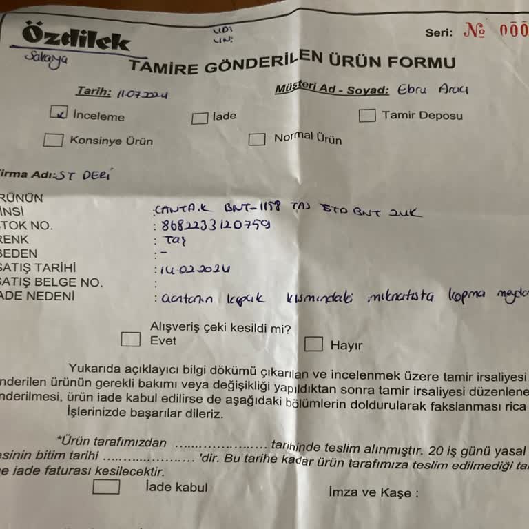 Benetton Çanta Tamir Sürecinde Yaşanan Sorunlar