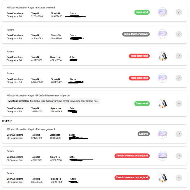 Hepsiburada Fatura Ve İade Taleplerinin Olumsuz Yanıt Vermesi!