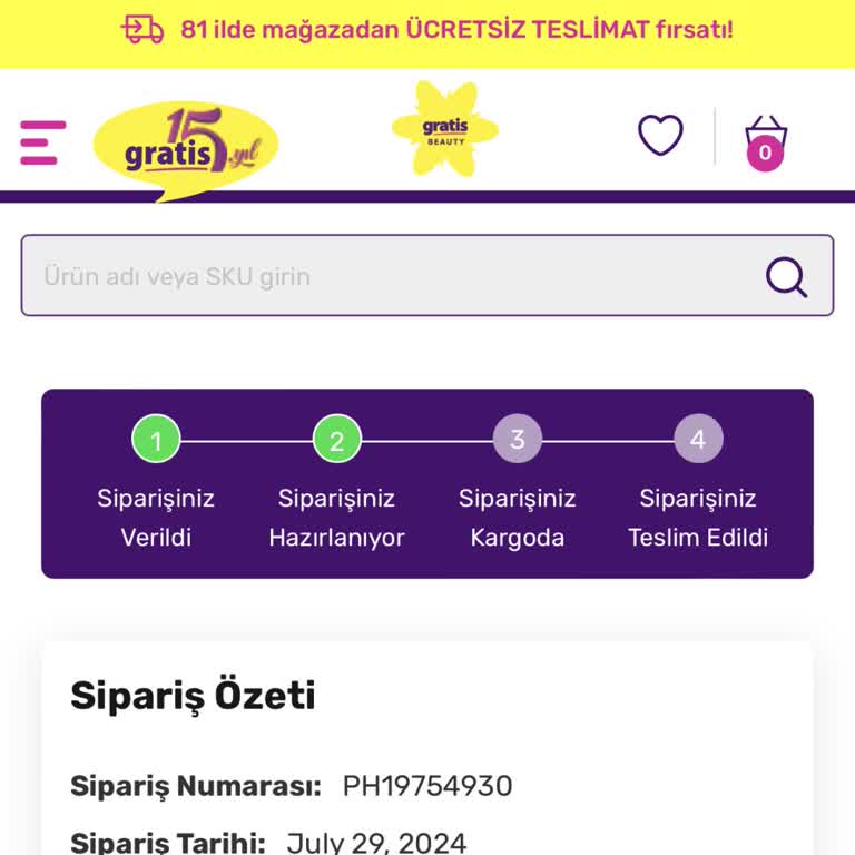 Gratis Mağazadan Gel Al Sorunu