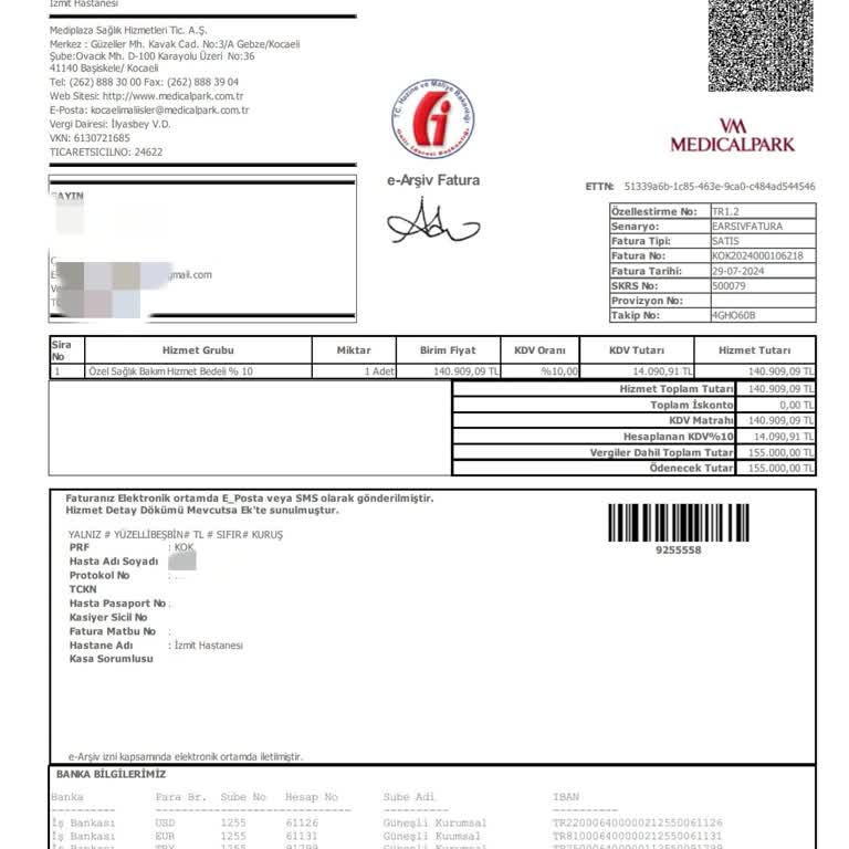VM Medical Park Kocaeli Hastanesinin Hastaya Sağlık Hizmeti Vermemesi