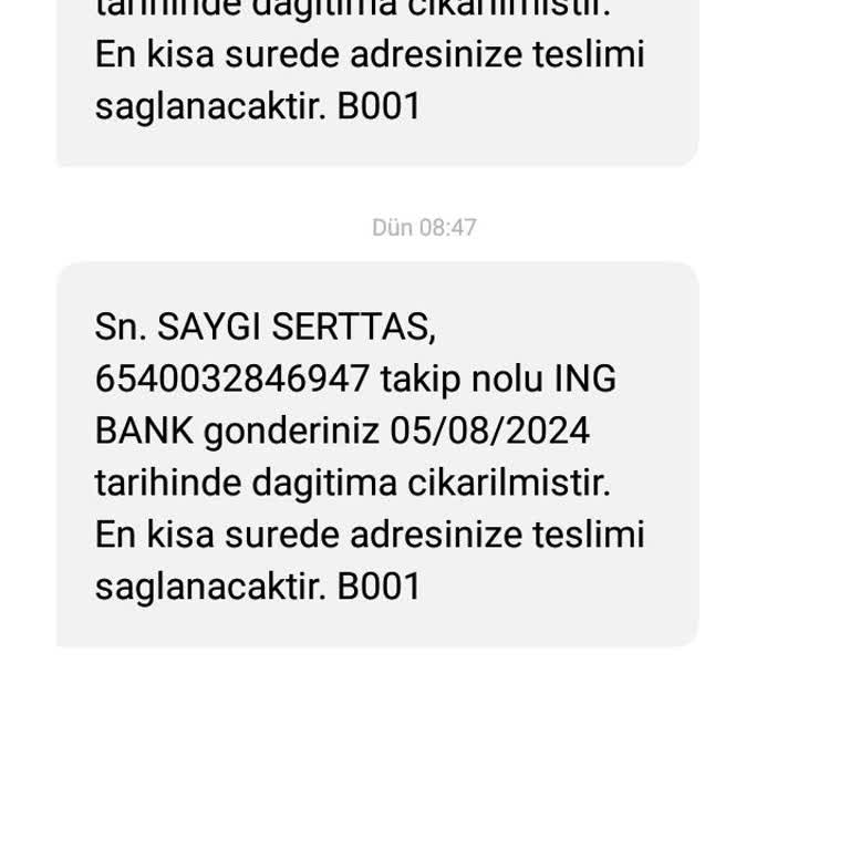 ING Kart Teslimatında Yaşanan Sorun Ve Mağduriyet