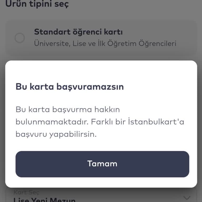 İstanbul Kart Yeni Lise Mezun Kartı Çıkaramıyorum