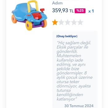 Baby Mall Ayıplı Ürün Gönderiyor.