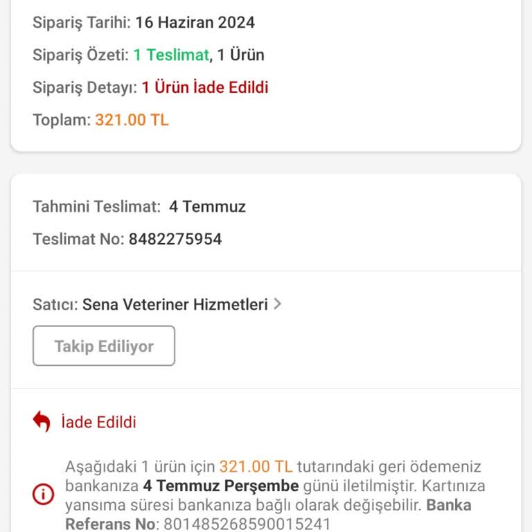 Trendyol Param Geriye Yatmadı